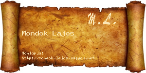 Mondok Lajos névjegykártya